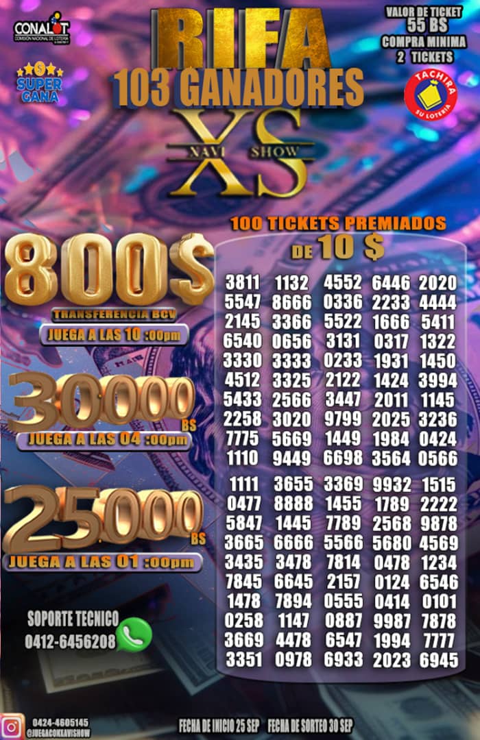 RIFA 103 Ganadores