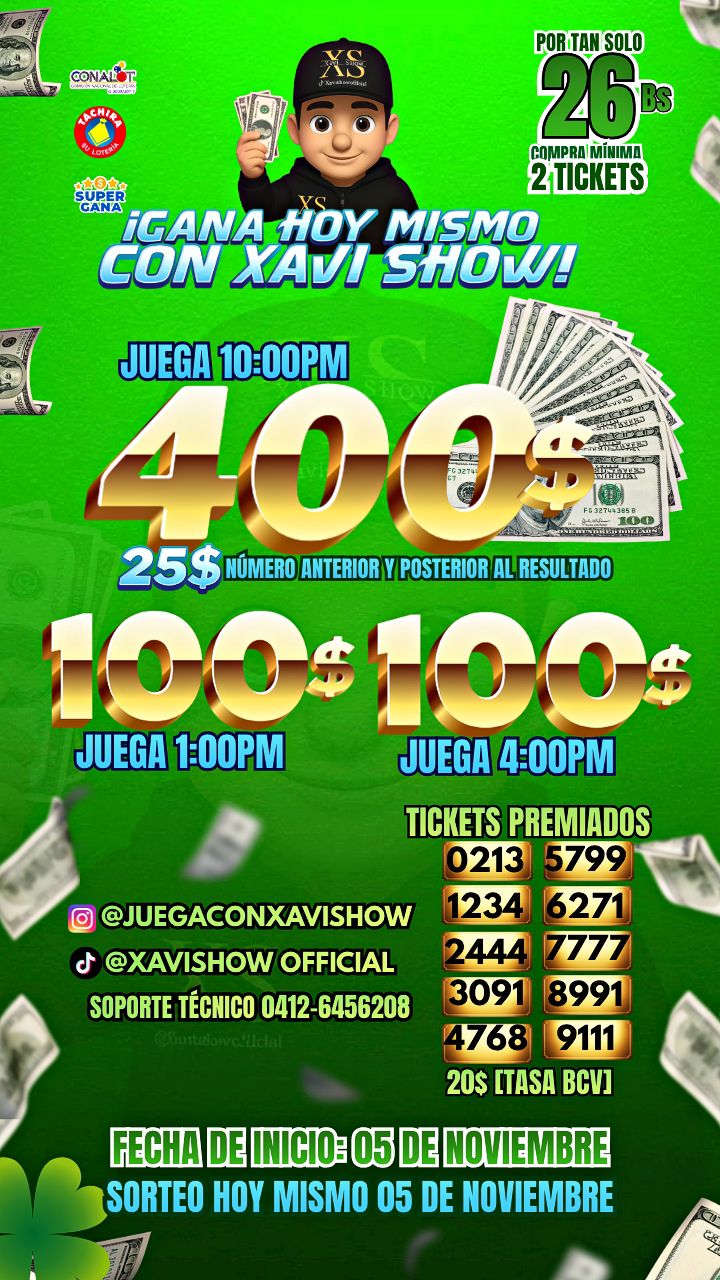 Gana HOY MISMO CON XAVISHOW 🍀