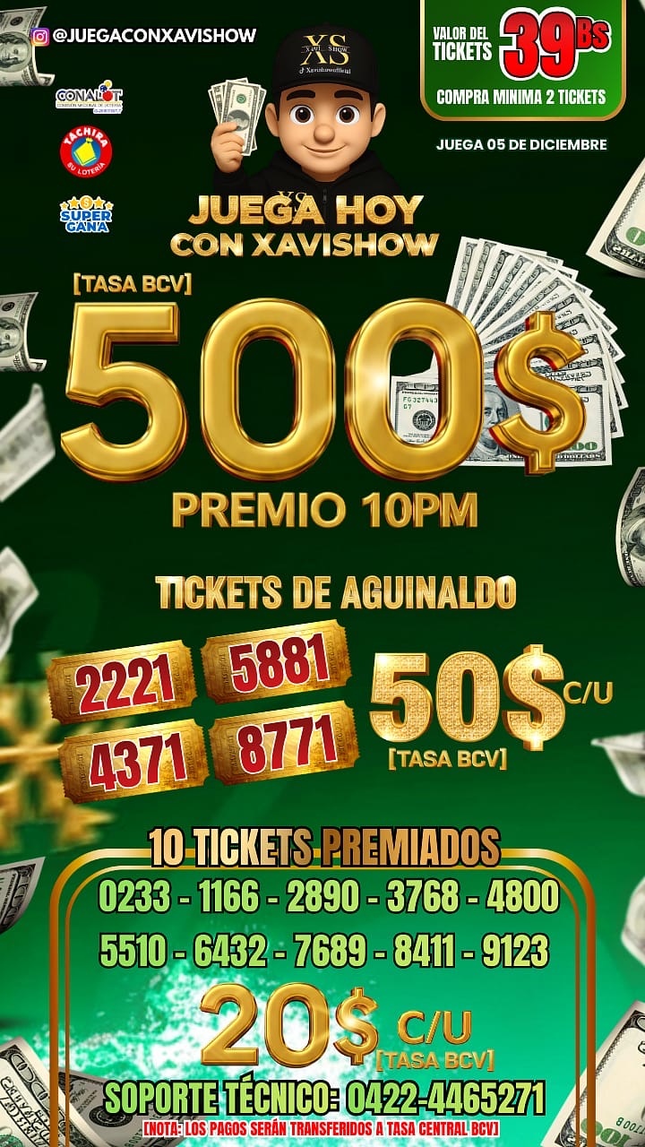 JUEGA HOY  5 de Diciembre CON XAVISHOW 🍀